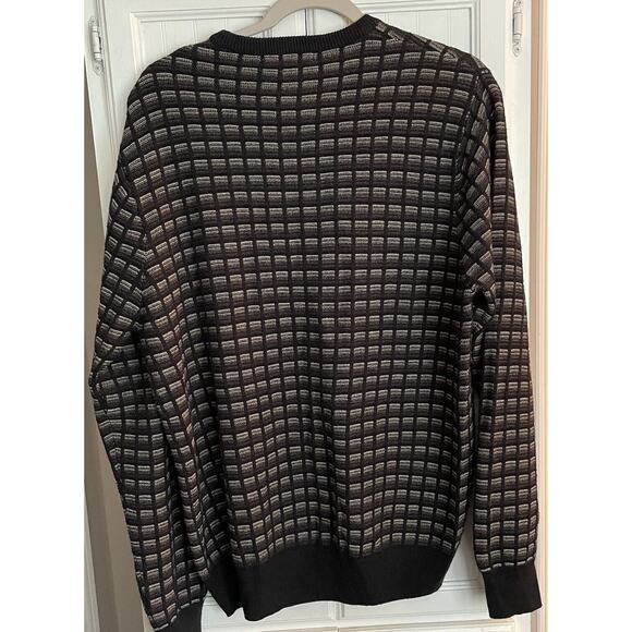 VTG Geoffrey Beene Mens Sweater MED Brown Geometric Grandpa Professor Cosby EUC - Picture 2 of 8